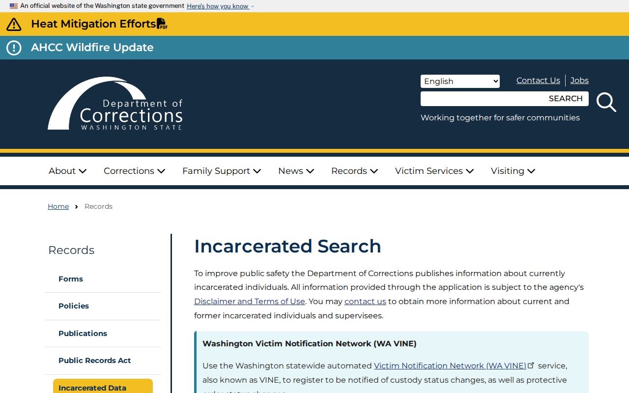 Lincoln County arrest lookup Washington DOC incarcerated search
