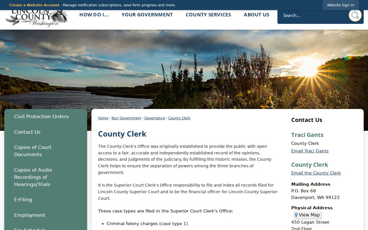 Lincoln County criminal court cases County Clerk page