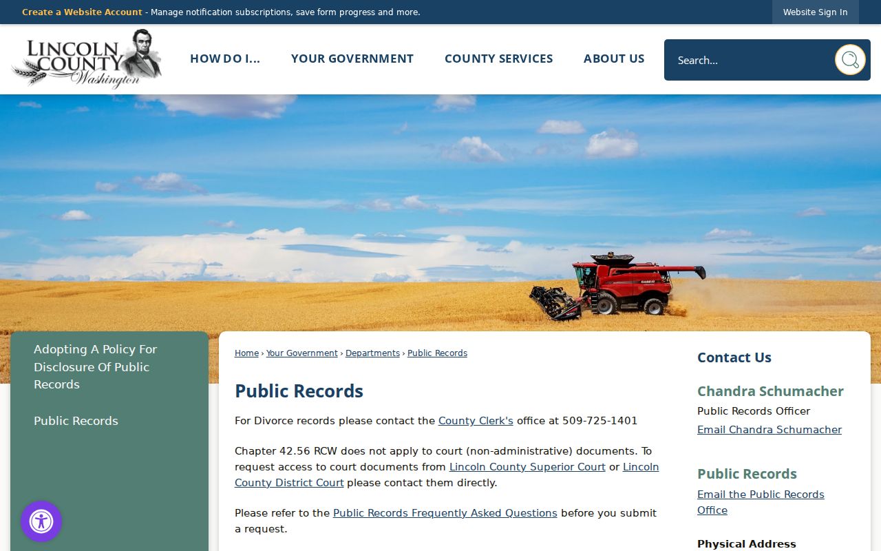 Lincoln County criminal records public request options