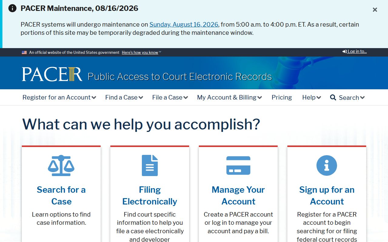 Lincoln County criminal record search through PACER federal records
